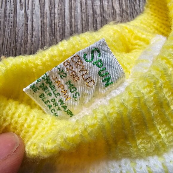 Soft Spun Baby Sweater Dress Yellow Girls 6 to 12 Months Vintage Flowers Japan - Picture 8 of 9